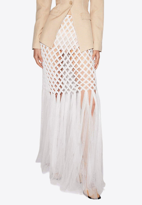 Huishan Zhang Catalina Crystal-Embellished Maxi Skirt HSS240213WHITE