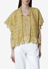 Isabel Marant Etoile Payton Lace Blouse Yellow HT0768FAD1J05E/S_ISAET-10LC