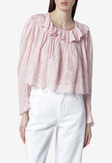 Isabel Marant Zelly Ruffled Blouse Pink HT0808FAD1J03I/S_ISAMA-40PI