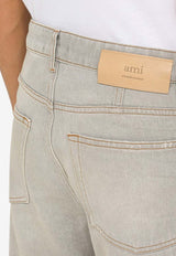AMI PARIS Logo Patch Vintage Tapered Jeans Gray HTR103DE0019/N_AMI-0554