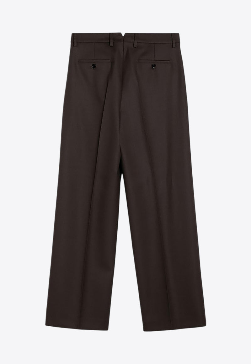 AMI PARIS Wide-Leg Wool Tailored Pants Brown HTR423WV0053/P_AMI-221