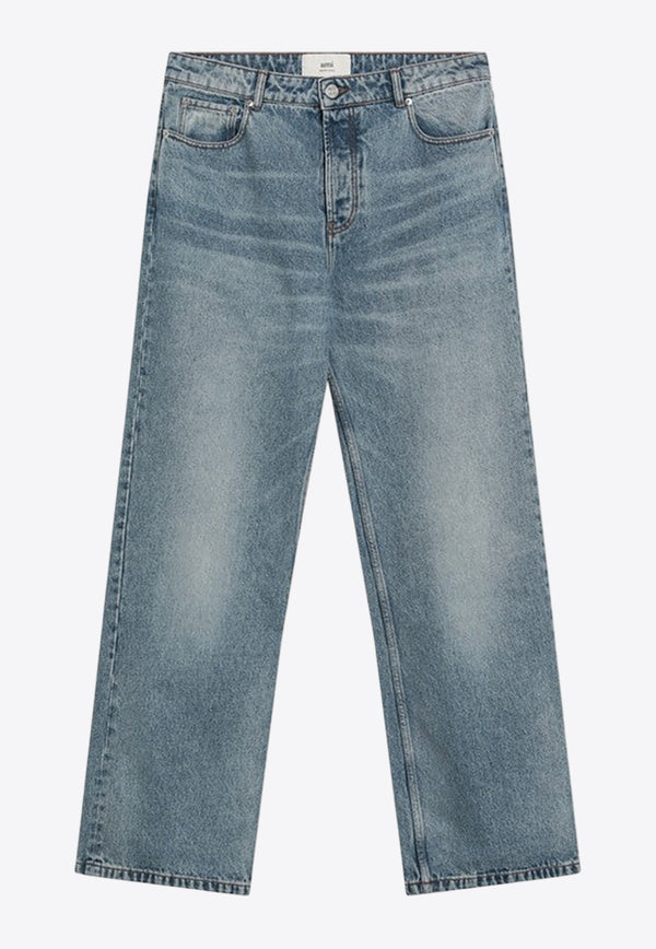 AMI PARIS Wide Faded Jeans Light Blue HTR450DE0046/R_AMI-480