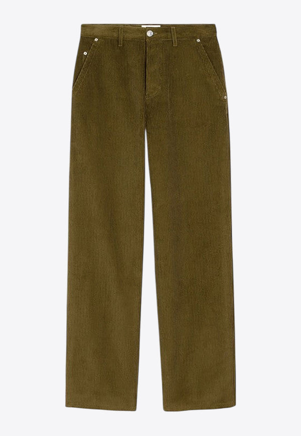 AMI PARIS Logo Patch Corduroy Pants Khaki HTR830CO0131/R_AMI-298