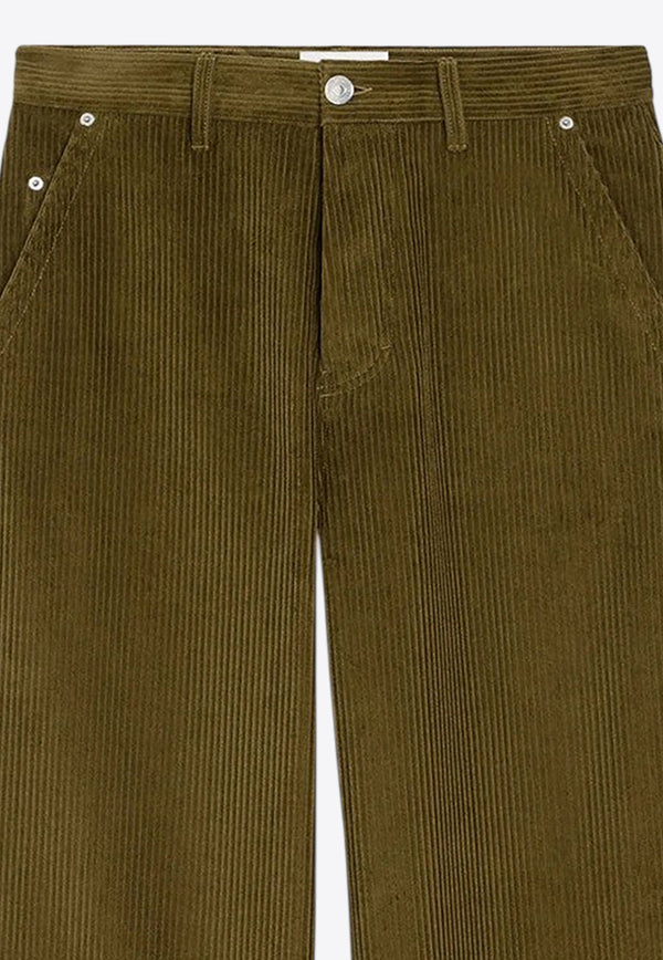 AMI PARIS Logo Patch Corduroy Pants Khaki HTR830CO0131/R_AMI-298