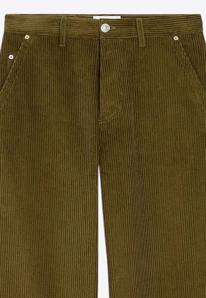 AMI PARIS Logo Patch Corduroy Pants Khaki HTR830CO0131/R_AMI-298