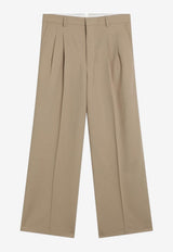 AMI PARIS Tailored Wool Pants with Pleats Beige HTR860WV0194/S_AMI-A036