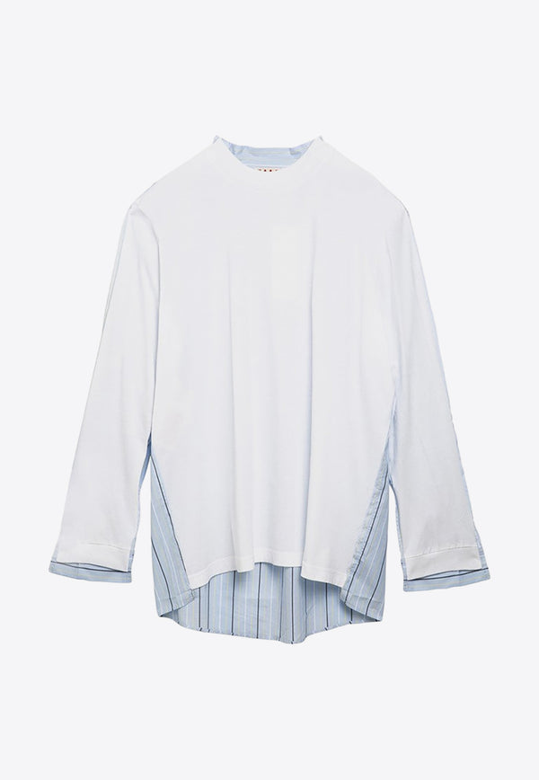 Marni Long-Sleeved Paneled T-shirt White HUMU0278XQUTC017/O_MARNI-00W01