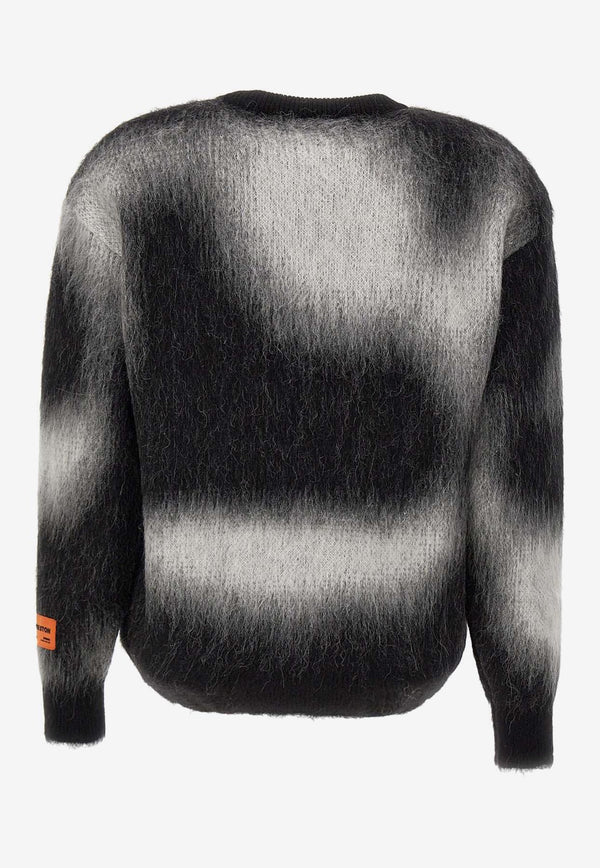 Heron Preston Brushed Knit Crewneck Wool-Blend Sweater HWHE016F23KNI0011001BLACK/WHITE