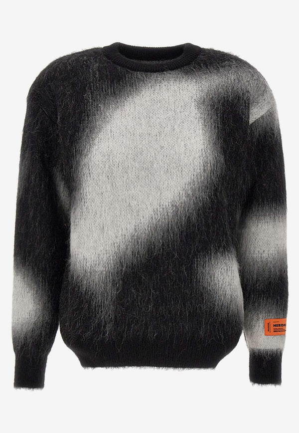Heron Preston Brushed Knit Crewneck Wool-Blend Sweater HWHE016F23KNI0011001BLACK/WHITE