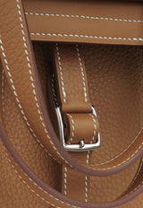 Hermès Halzan 25 in Gold Taurillon Clemence Leather with Palladium Hardware
