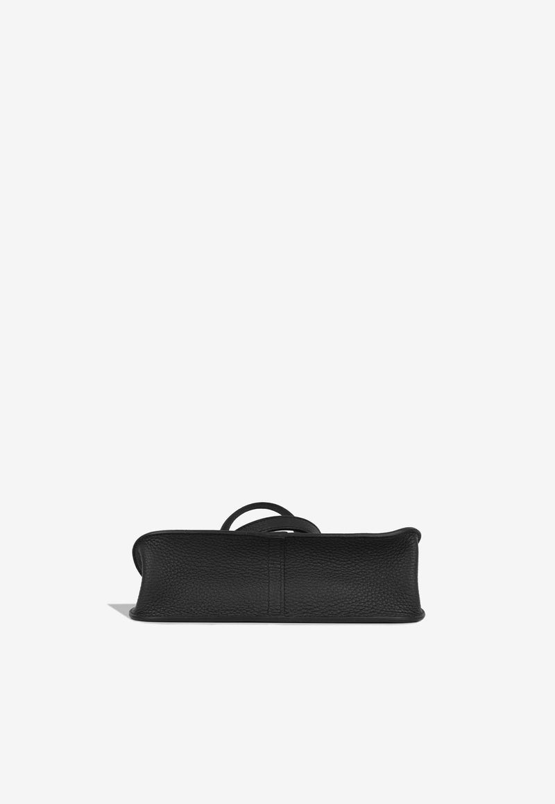 Hermès Halzan 25 in Noir Taurillon Clemence Leather with Palladium Hardware