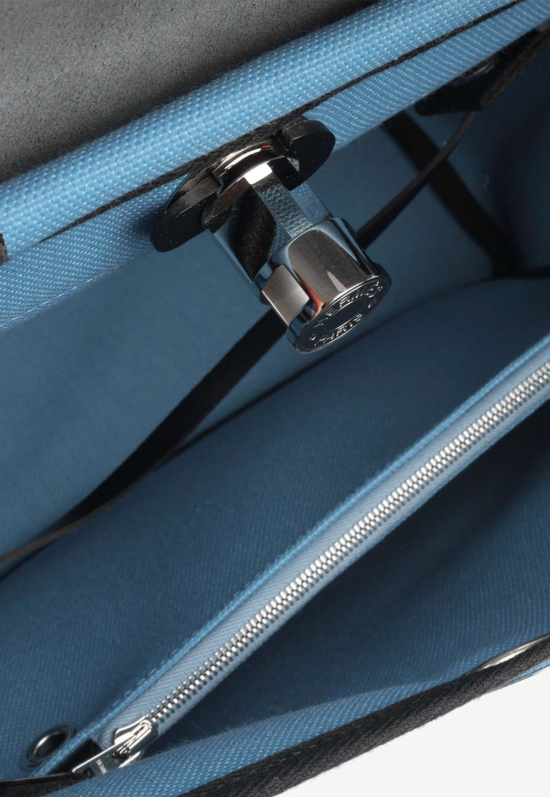Hermès Herbag Zip 31 in Blue Jean Toile and Black Vache Hunter with Palladium Hardware