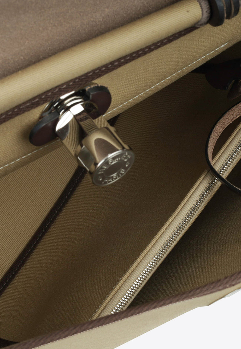 Hermès Herbag 31 in Trench Toile and Ebene Hunter Leather with Palladium Hardware