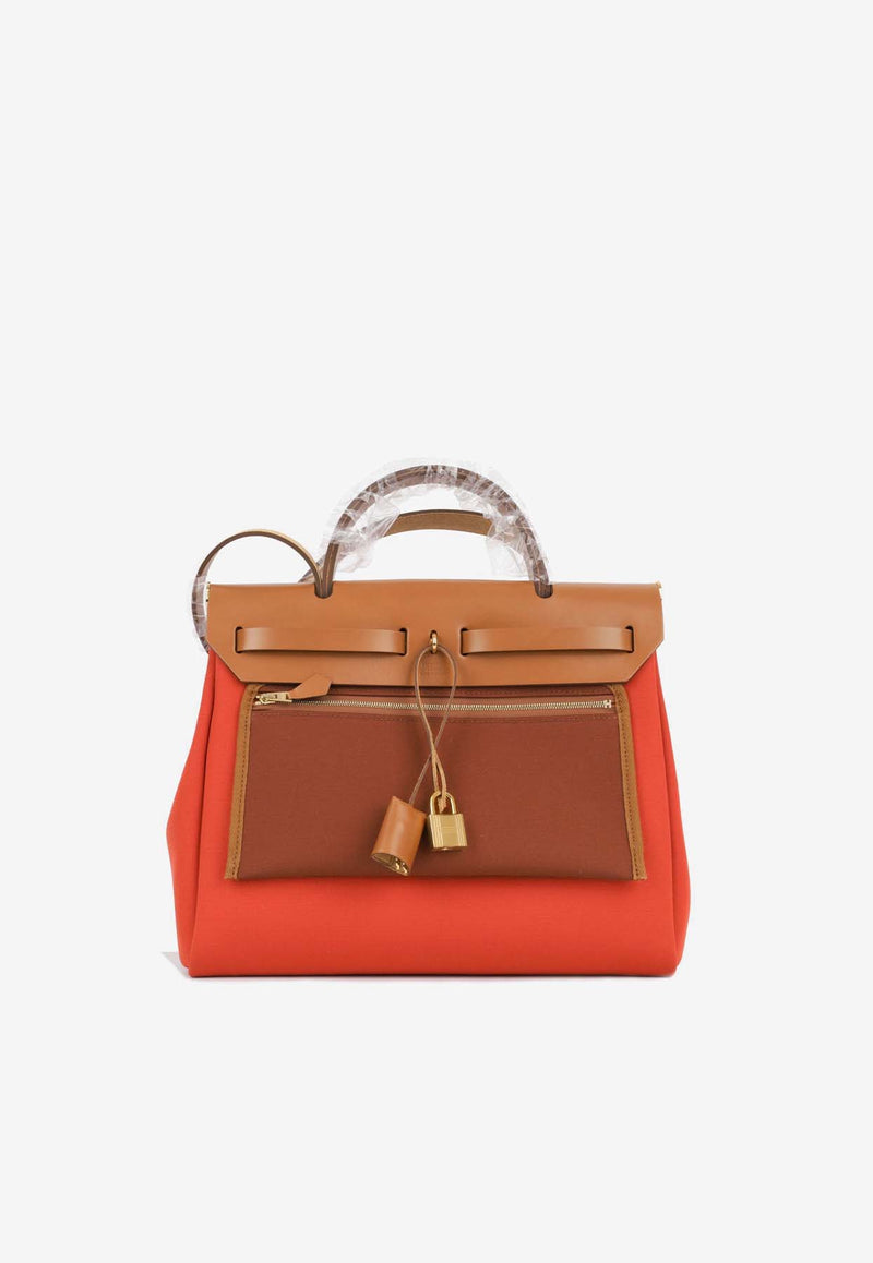 Hermès Herbag 31 in Orange Mecano, Cuivre Toile and Fauve Vache Hunter with Gold Hardware