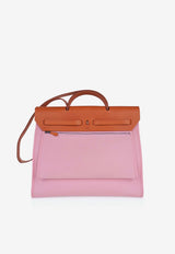 Hermès Herbag 39 in Rose Sakura Toile and Vache Hunter with Palladium Hardware