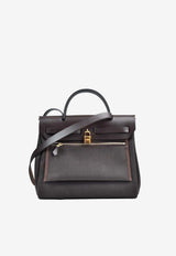 Herbag 31 in Ebene Toile and Vache Hunter Leather with Gold Hardware