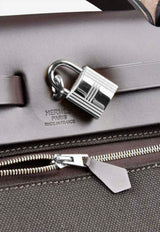 Herbag 31 in Ebene Toile and Vache Hunter Leather with Palladium Hardware