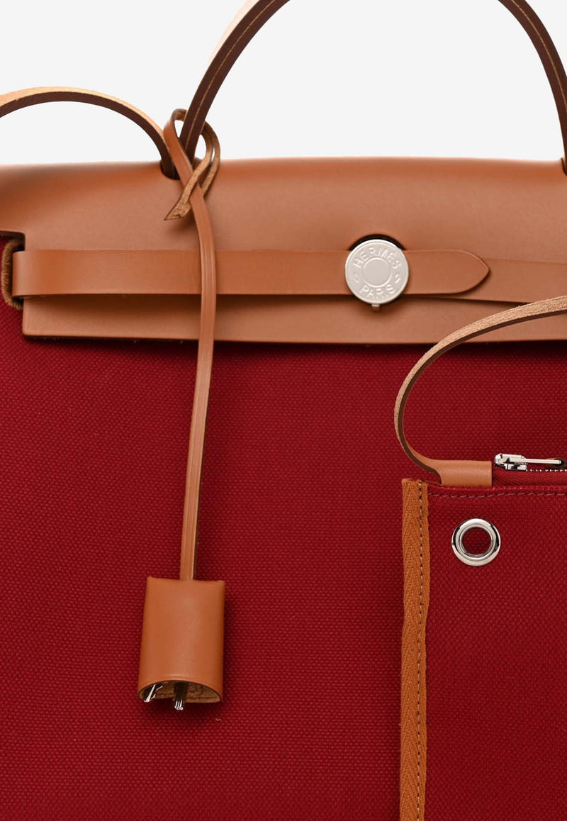 Herbag Zip 31 in Rouge Grenat Toile and Naturel Vache Hunter with Palladium Hardware