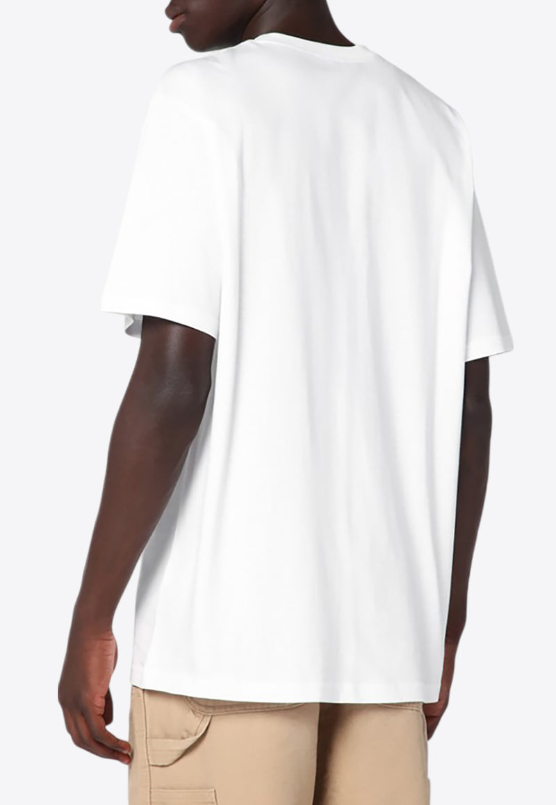 Carhartt Wip Logo Embroidered Crewneck T-shirt White I030434CO/R_CARH-02