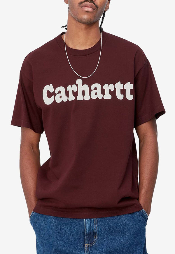 Short-Sleeved Bubbles Logo T-Shirt Carhartt Wip I032421BURGUNDY