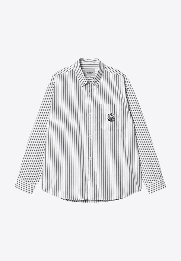 Carhartt Wip Logo Embroidered Striped Shirt White I033029CO/O_CARH-22AXX