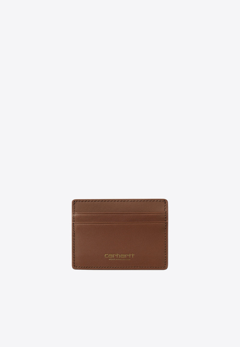 Carhartt Wip Vegas Logo Print Leather Cardholder Brown I033109BROWN