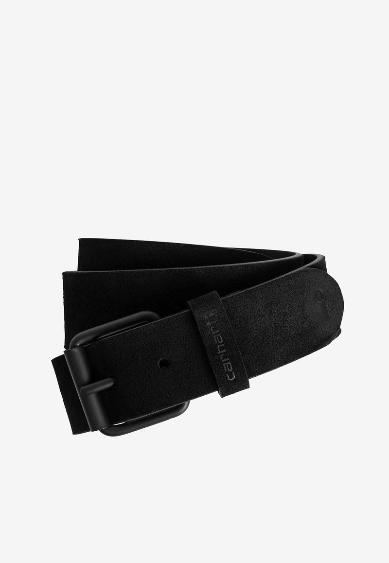 Carhartt Wip Debossed Logo Suede Leather Belt Black I033633BLACK