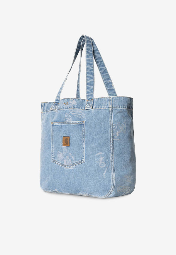 Carhartt Wip Stamp Denim Tote Bag Blue I033740_000_2LN35