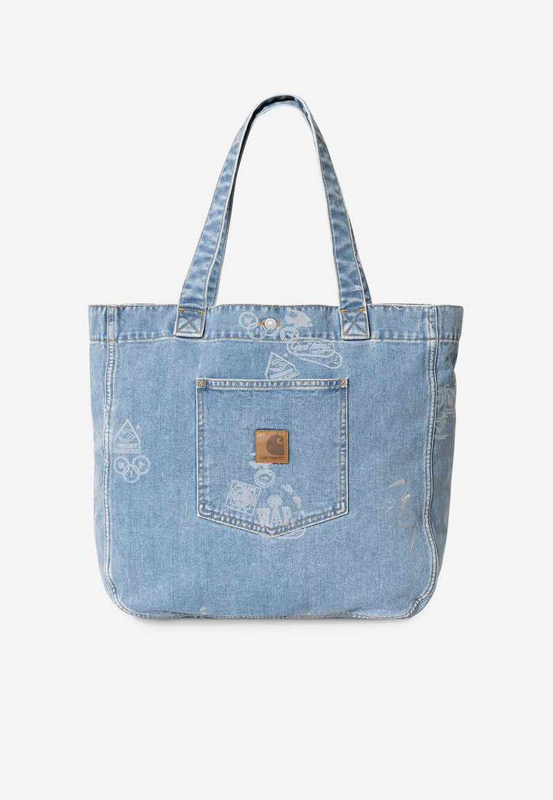 Carhartt Wip Stamp Denim Tote Bag Blue I033740_000_2LN35