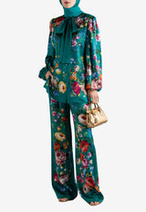 Dolce & Gabbana Rose Print Satin Vanity Pants Multicolor I3J77W HI12R HV5VV