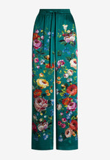 Dolce & Gabbana Rose Print Satin Vanity Pants Multicolor I3J77W HI12R HV5VV