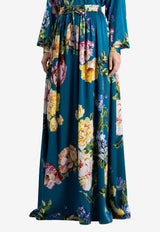 Dolce & Gabbana Peony Print Silk Maxi Skirt Multicolor I4N21W IS11R HV5ZY