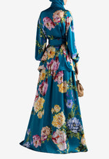 Dolce & Gabbana Peony Print Silk Maxi Skirt Multicolor I4N21W IS11R HV5ZY