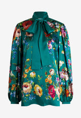 Dolce & Gabbana Rose Print Satin Shirt Multicolor I5681Z HI12R HV5VV