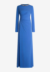 Dolce & Gabbana Embroidered Gathered Maxi Dress Blue I6AF2Z GDDQA S8400
