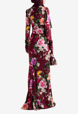 Dolce & Gabbana Silk Floral Print Maxi Dress Multicolor I6KO3W FU1ME V8433