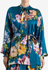 Dolce & Gabbana Peony Print Satin Shirt Multicolor I7550Z IS11R HV5ZY