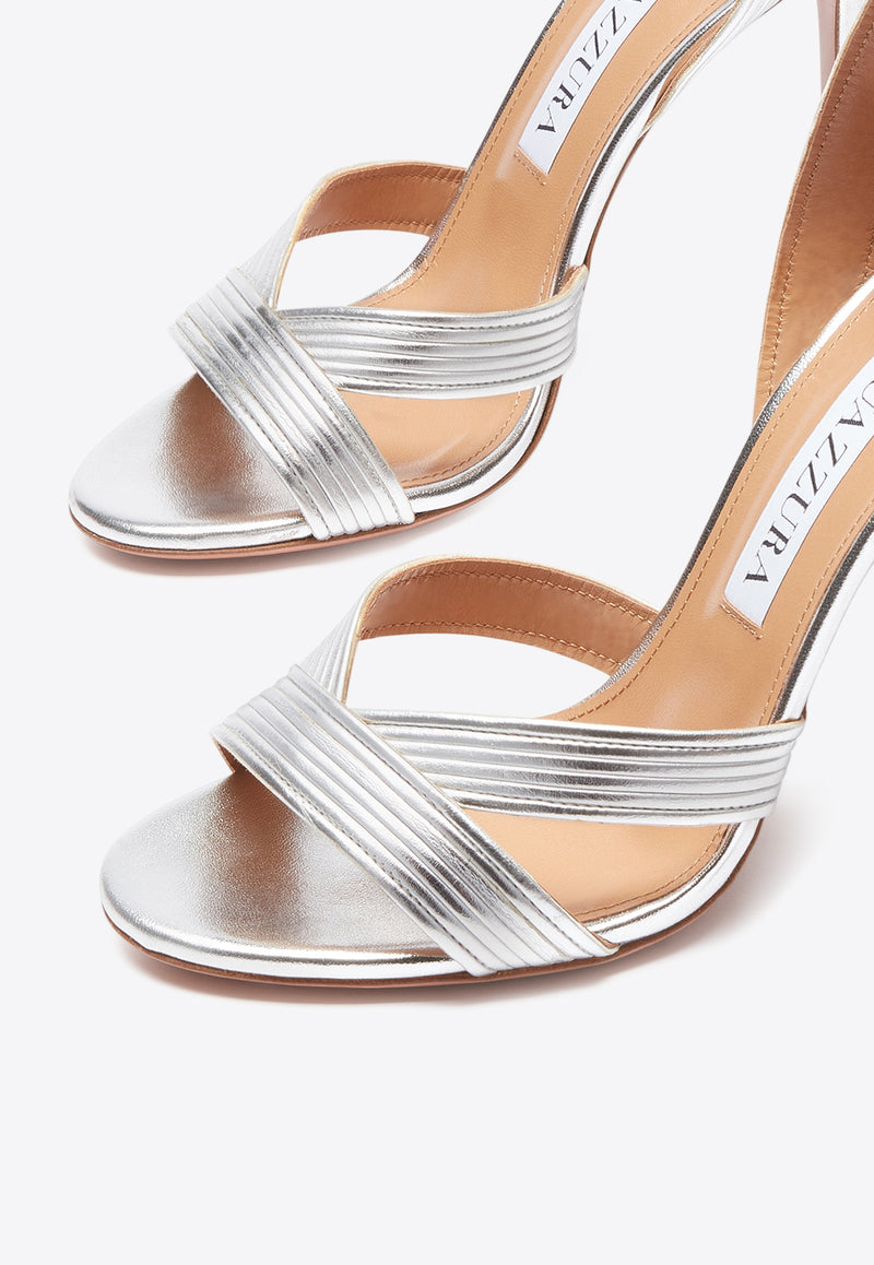 Aquazzura Ari 105 Leather Sandals IARHIGS0-SPL-CCC Silver