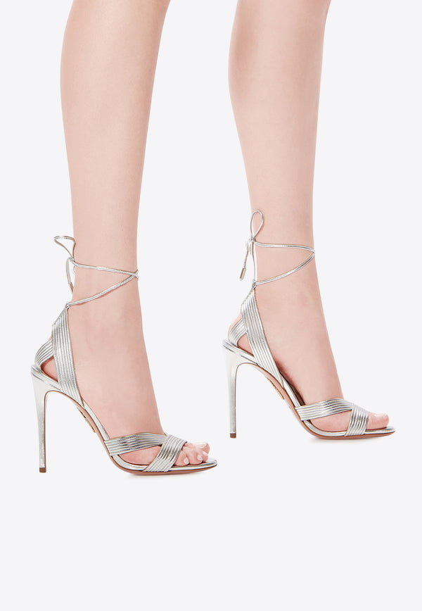 Aquazzura Ari 105 Leather Sandals IARHIGS0-SPL-CCC Silver