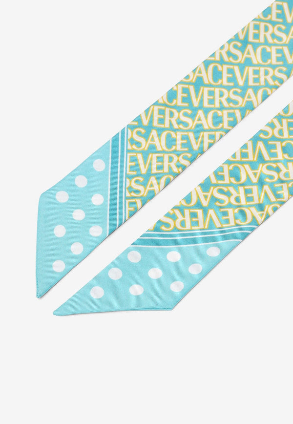 Versace All-Over Logo Print Silk Scarf Tie IBA0005 1A08227 5U540 Blue