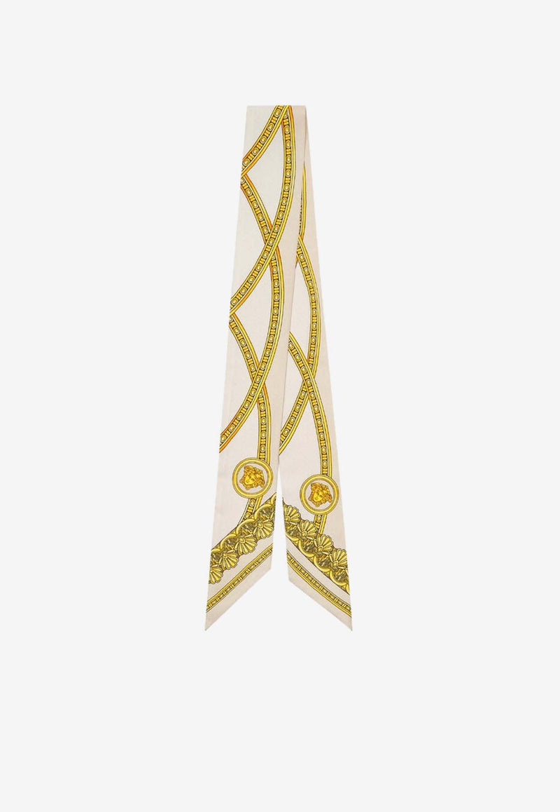 Versace la Coupe des Dieux Print Silk Scarf Tie White IBA0005 1A11522 5K520