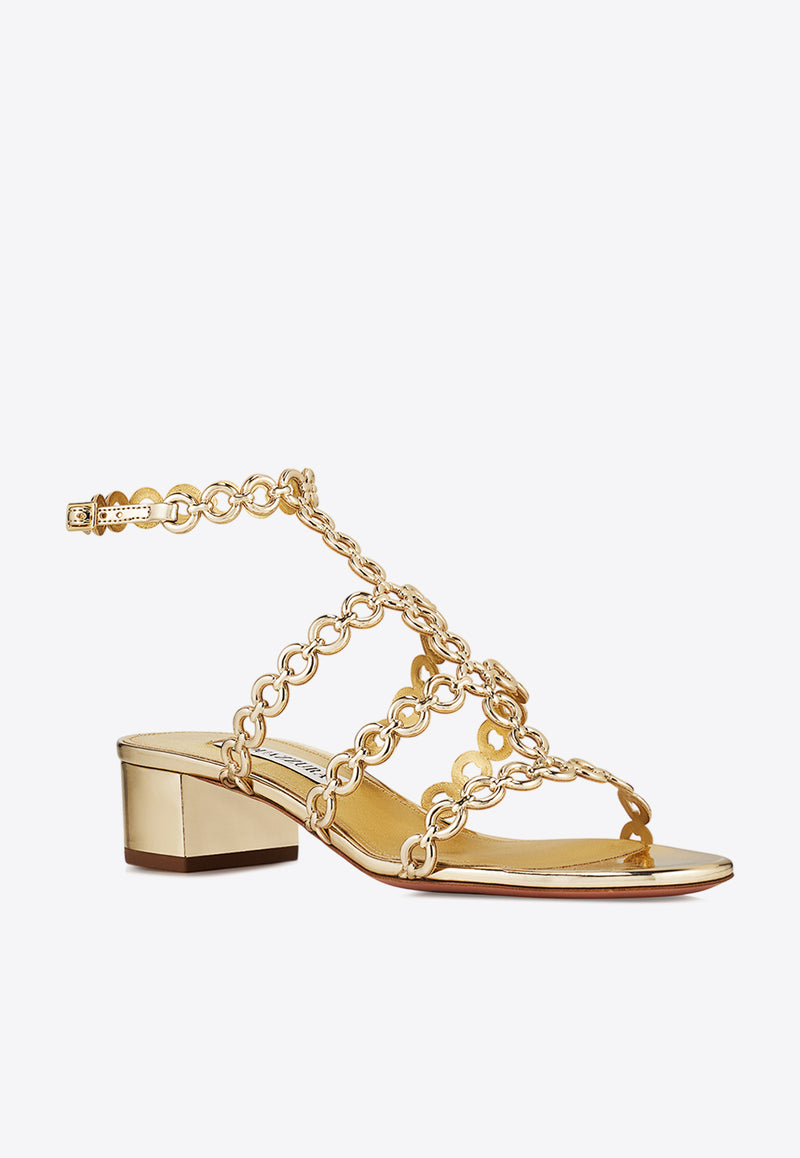 Aquazzura Infinity Chain 35 Leather Sandals ICHMIDS0-SSY-SOG Gold