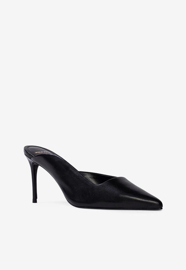 BLACK SUEDE STUDIO Icon 80 Leather Asymmetric Mules Black ICON80_BLACK