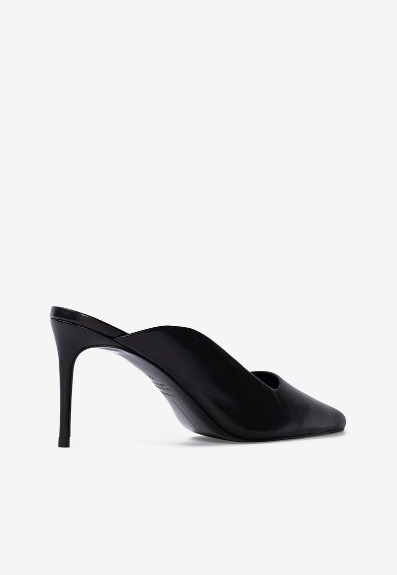 BLACK SUEDE STUDIO Icon 80 Leather Asymmetric Mules Black ICON80_BLACK