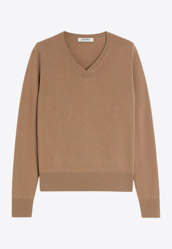 S Max Mara Idoneo V-neck Wool Sweater Camel IDONEOCO/R_MAXS-002