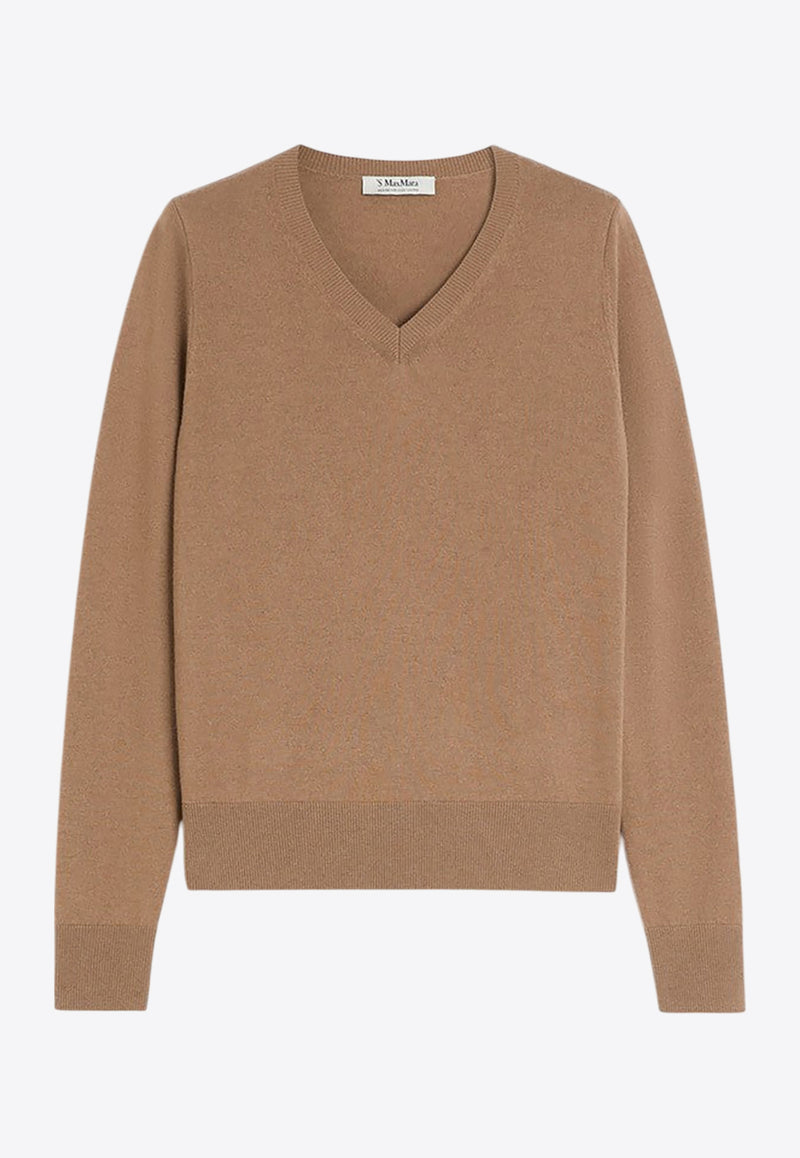 S Max Mara Idoneo V-neck Wool Sweater Camel IDONEOCO/R_MAXS-002