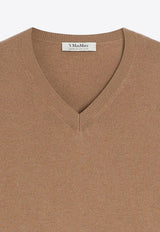 S Max Mara Idoneo V-neck Wool Sweater Camel IDONEOCO/R_MAXS-002