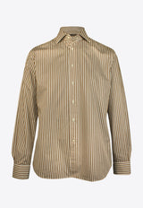 Corneliani Long-Sleeved Striped Shirt Beige 3111253-91p100-002_Beige