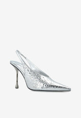 Jimmy Choo Isa 95 Metallic Leather Slingback Pumps Silver ISA 95 EGV SILVER