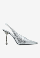 Jimmy Choo Isa 95 Metallic Leather Slingback Pumps Silver ISA 95 EGV SILVER